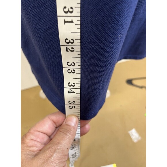 Talbots Navy Bell sleeve dress.  White‎ V neck trim Size M. Comfort fit. - Picture 6 of 8